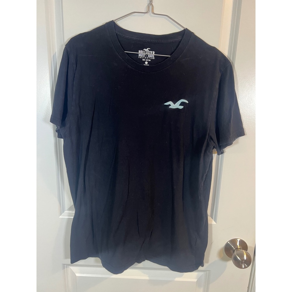 Hollister Mens T-shirt Embroidered Seagull Logo Black Large